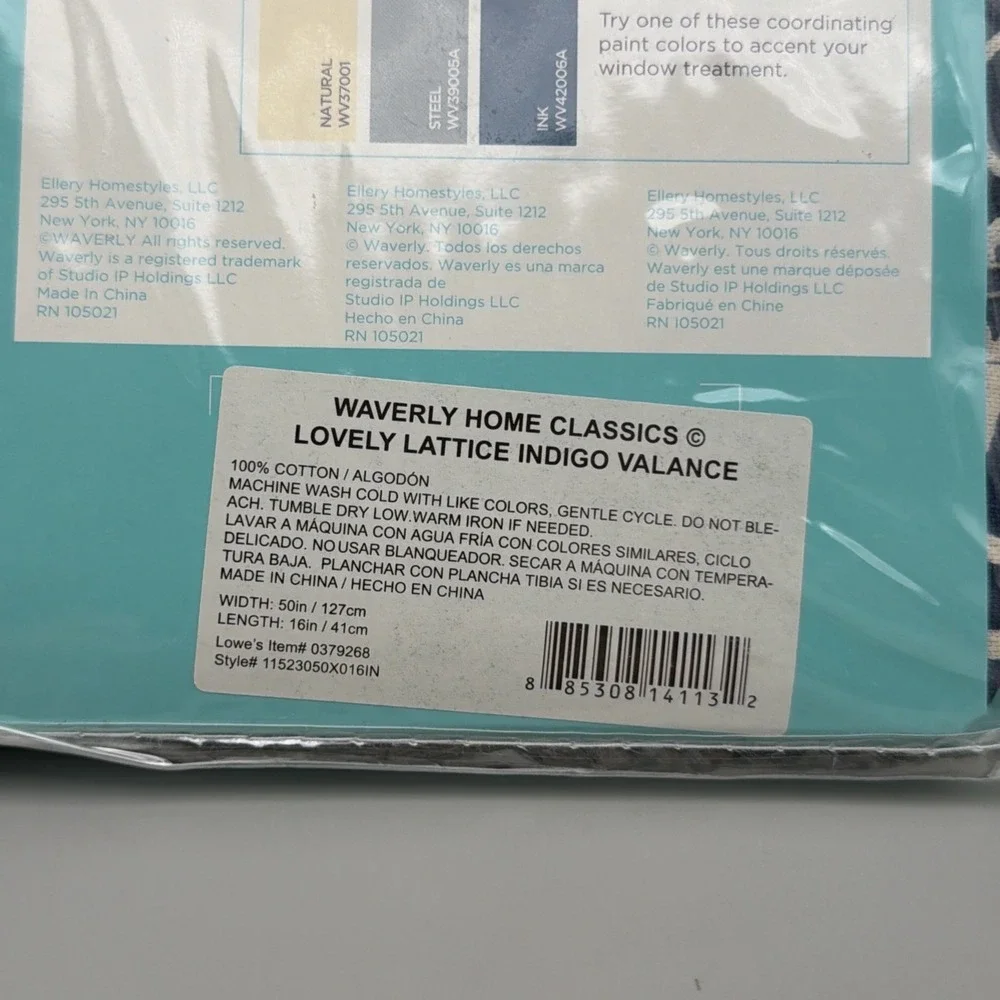 Waverly Wave Valance  Lovely Lattice Indigo Blue Valance 50